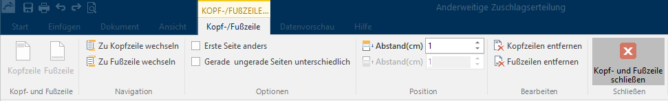 Abb. ORCA Kopf- und Fußzeilentools