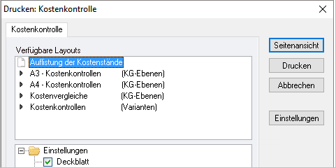 Drucken Kostenkontrolle