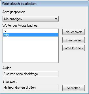 Wörterbuch bearbeiten