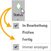 ORCA - Schaltfläche Status und Bearbeitungszustände