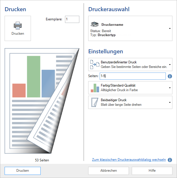 ORCA  - Drucken - Dialog