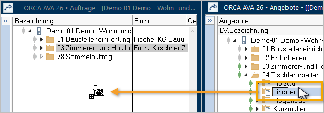 t-auf-neuer Auftrag aus Angeboten