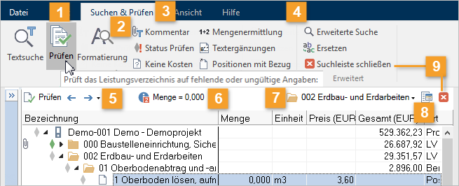 ORCA Riibbon Suchen und Prüfen