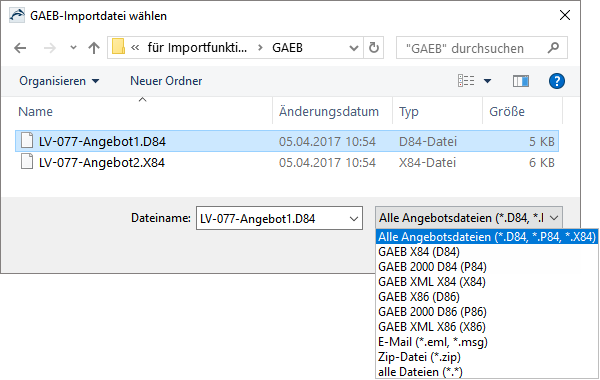 GAEB-Import-Angebote