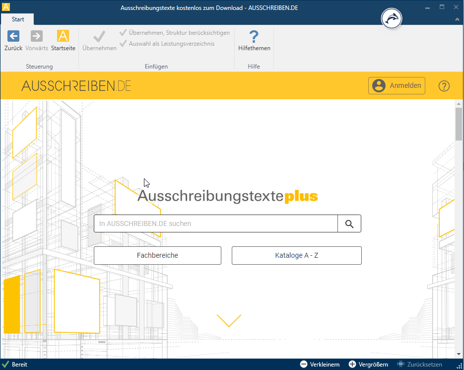 Fenster für Zugriff auf AUSSCHREIBEN.DE